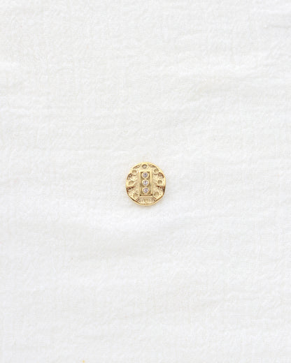 15mm Hammered Disc w/ CZ PVD Charm, CH449
