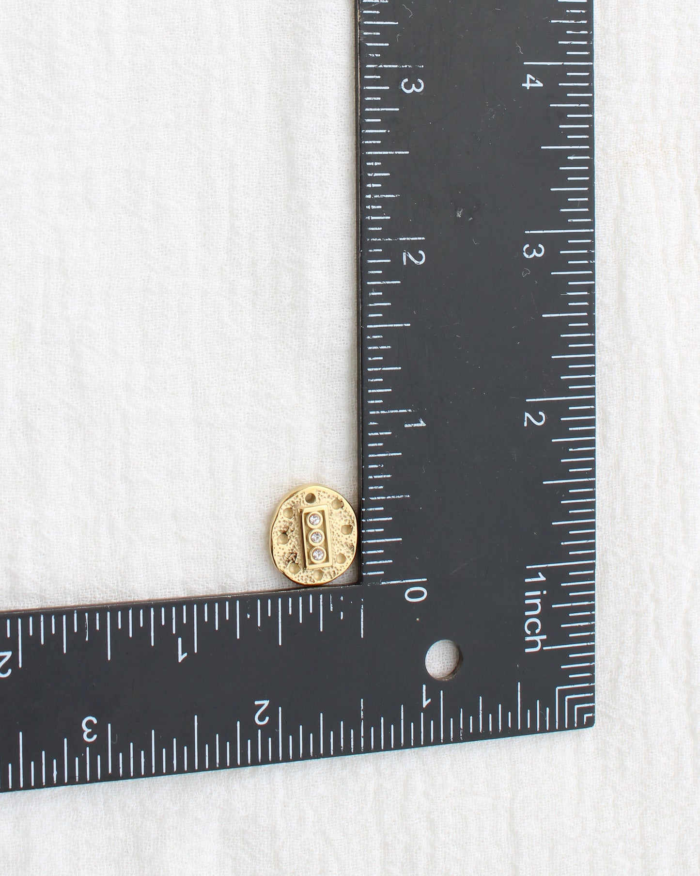 15mm Hammered Disc w/ CZ PVD Charm, CH449
