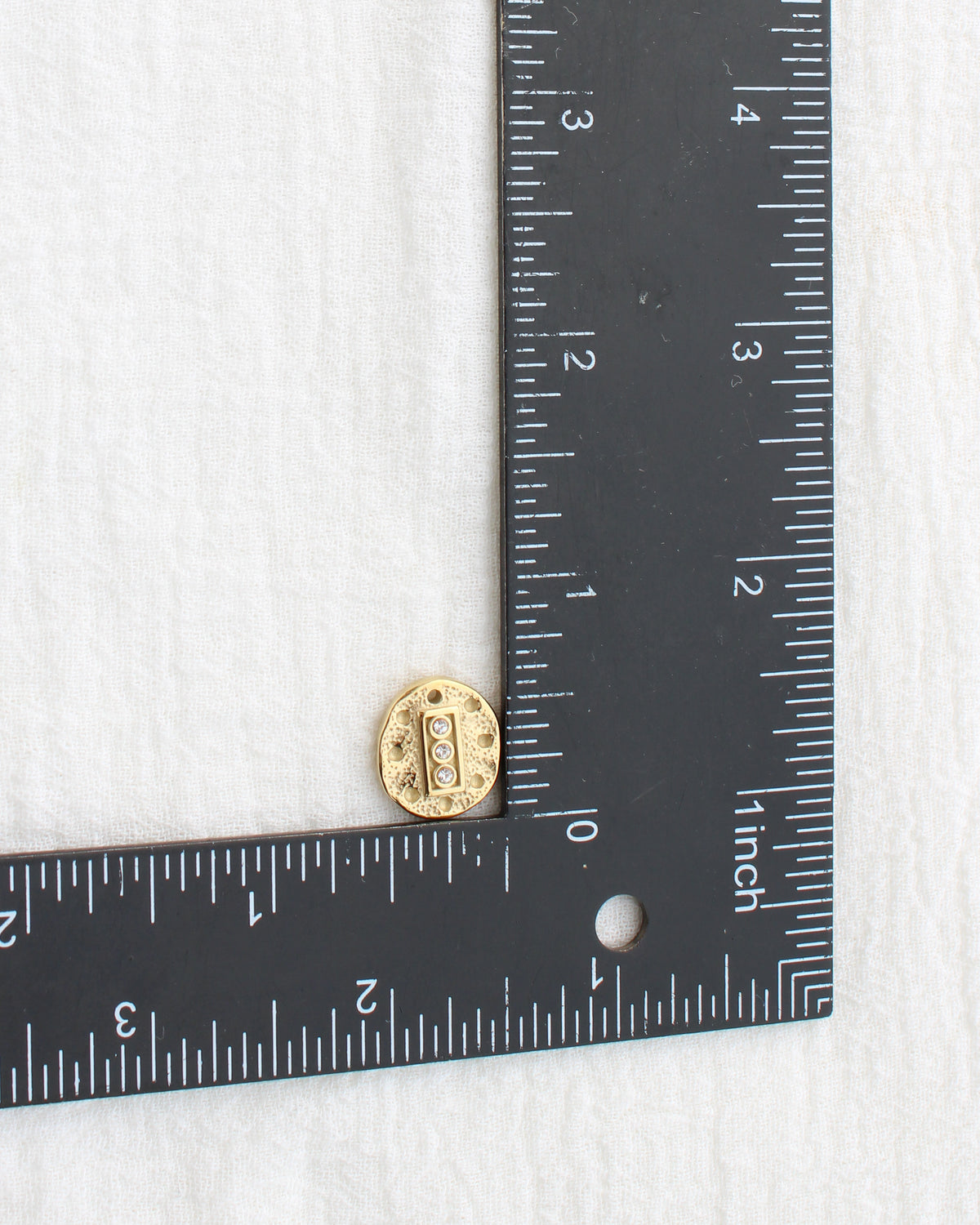 15mm Hammered Disc w/ CZ PVD Charm, CH449