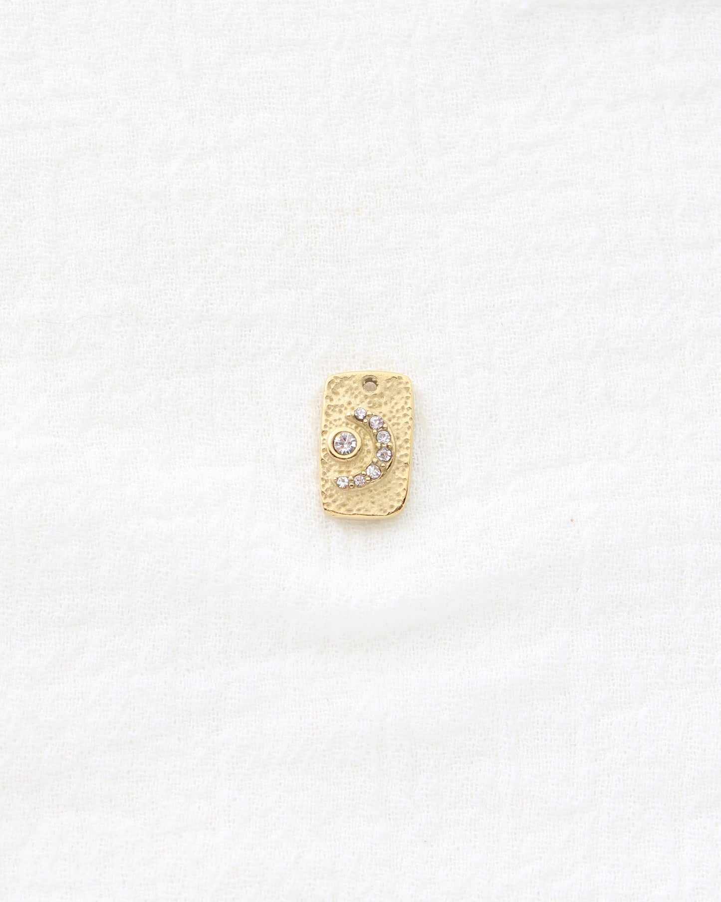 15mm Moon & Stars Rectangle PVD Charm, CH448