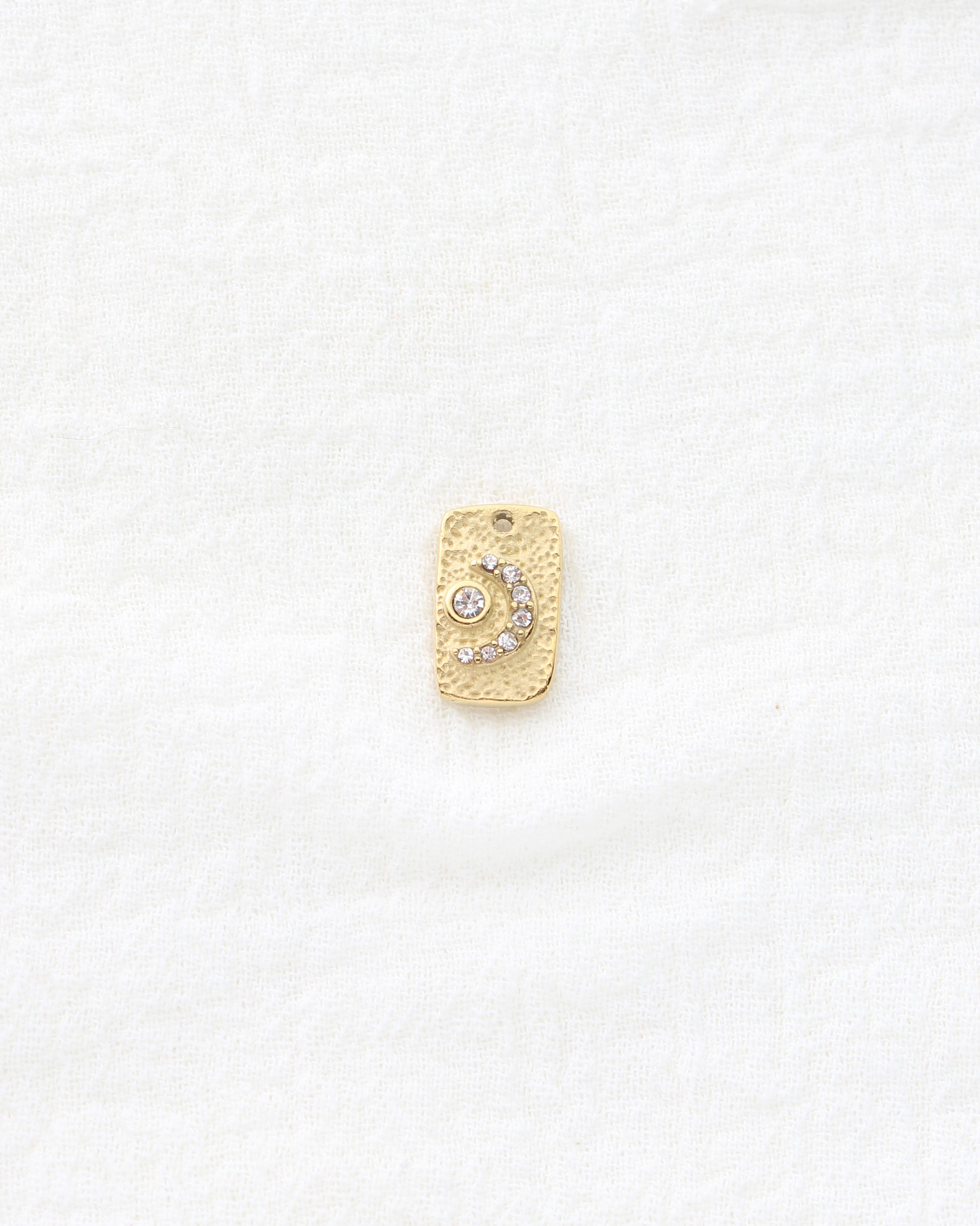 15mm Moon & Stars Rectangle PVD Charm, CH448