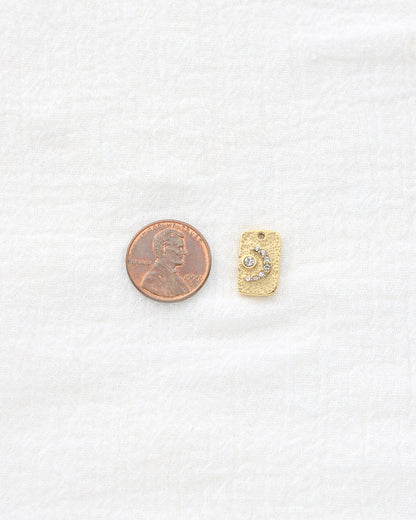 15mm Moon & Stars Rectangle PVD Charm, CH448