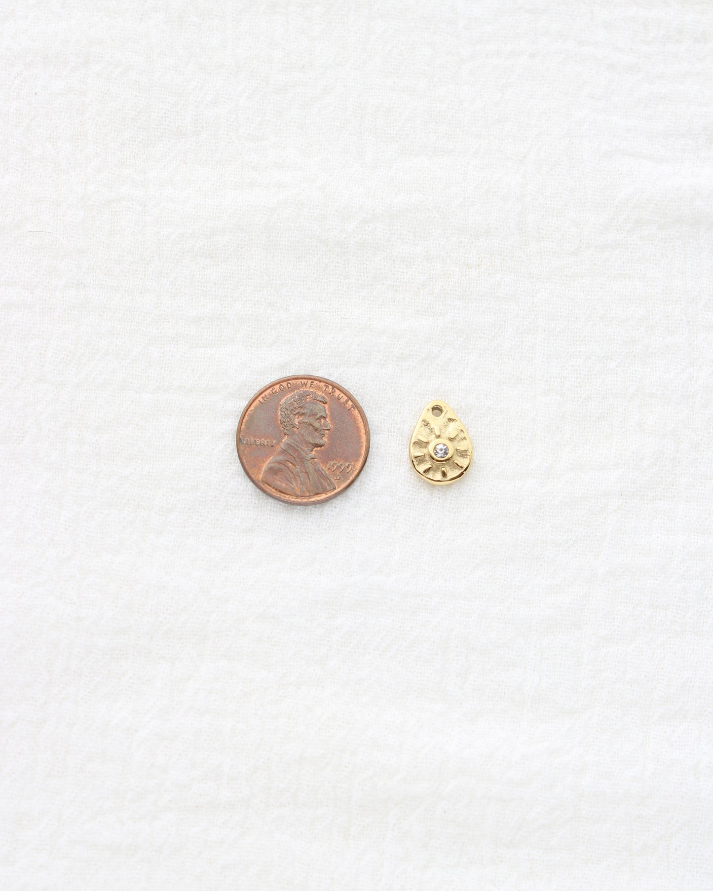 13mm Sun Teardrop w/CZ PVD Charm, CH447