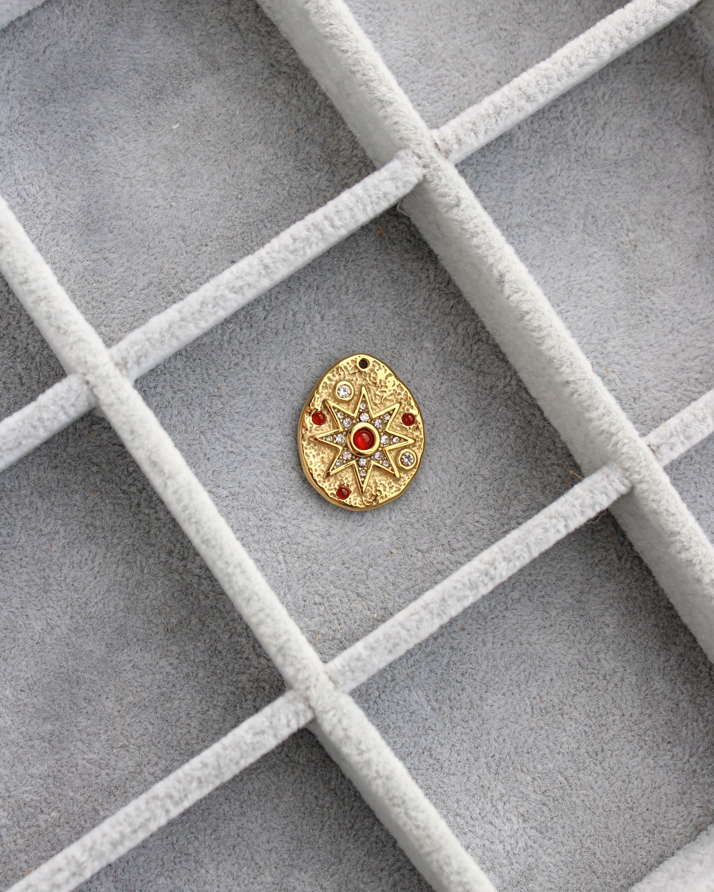 25mm Star w/ Red & White CZ PVD Charm, CH450