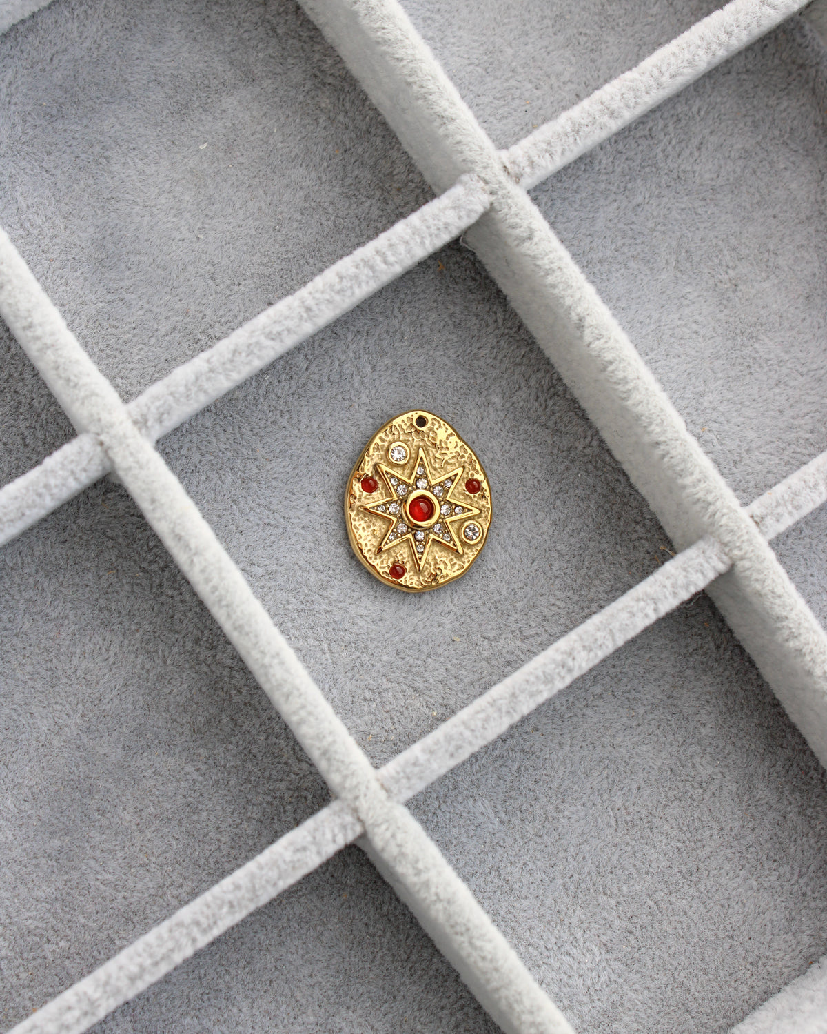 25mm Star w/ Red & White CZ PVD Charm, CH450