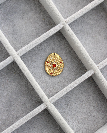 25mm Star w/ Red & White CZ PVD Charm, CH450