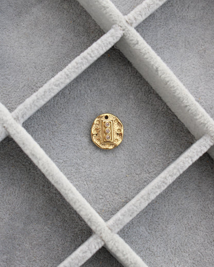 15mm Hammered Disc w/ CZ PVD Charm, CH449