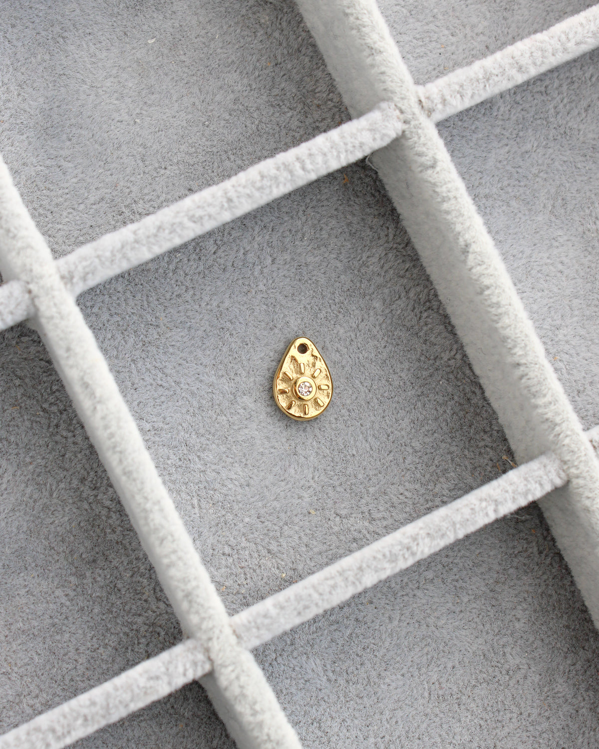 13mm Sun Teardrop w/CZ PVD Charm, CH447