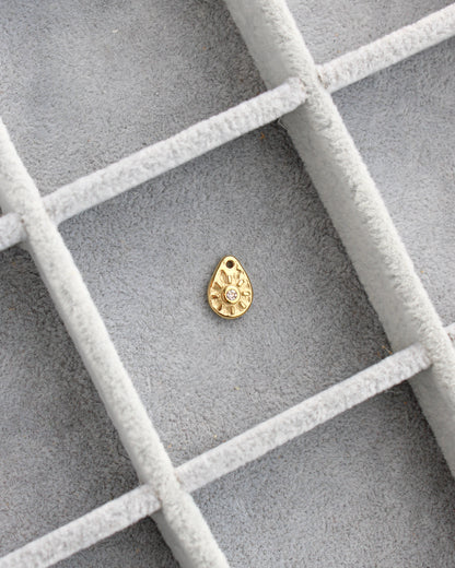 13mm Sun Teardrop w/CZ PVD Charm, CH447