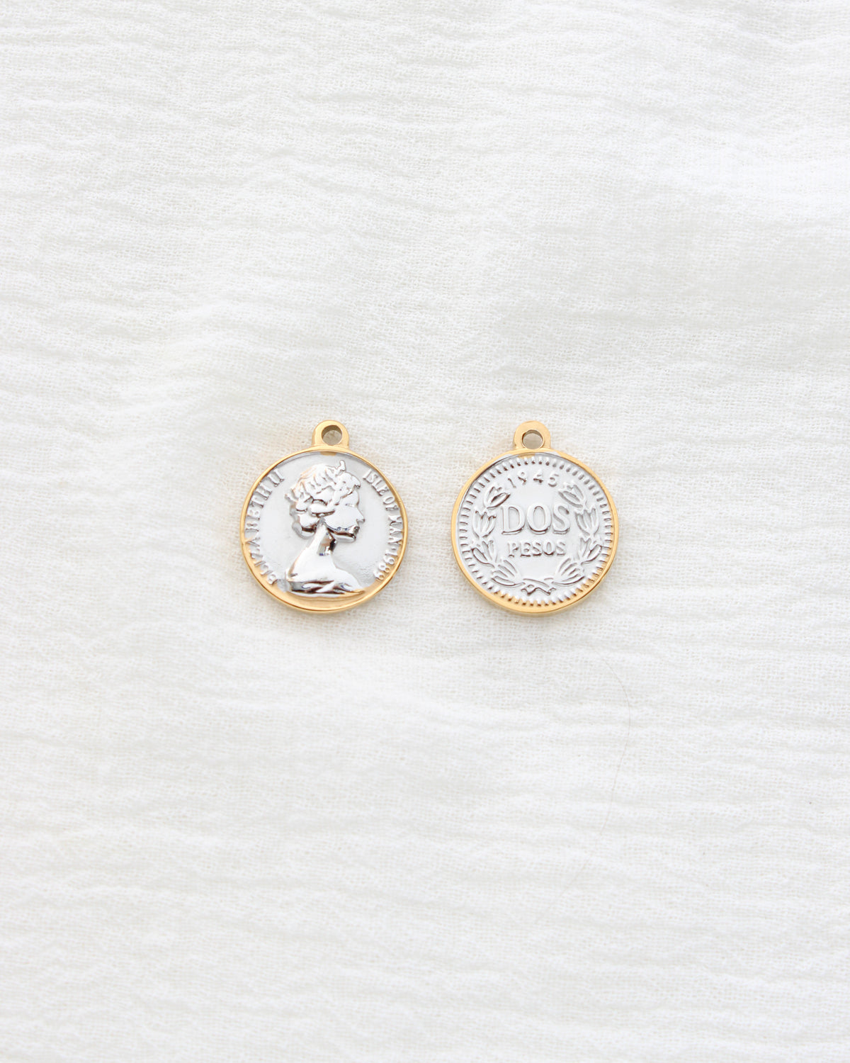 21mm Two Tone Vintage Coin PVD Charm, CH459