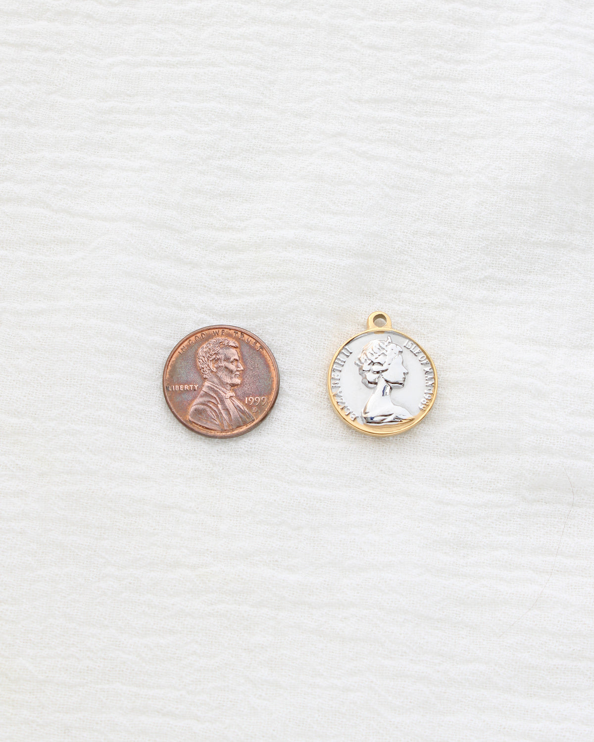21mm Two Tone Vintage Coin PVD Charm, CH459
