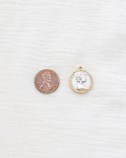 21mm Two Tone Vintage Coin PVD Charm, CH459