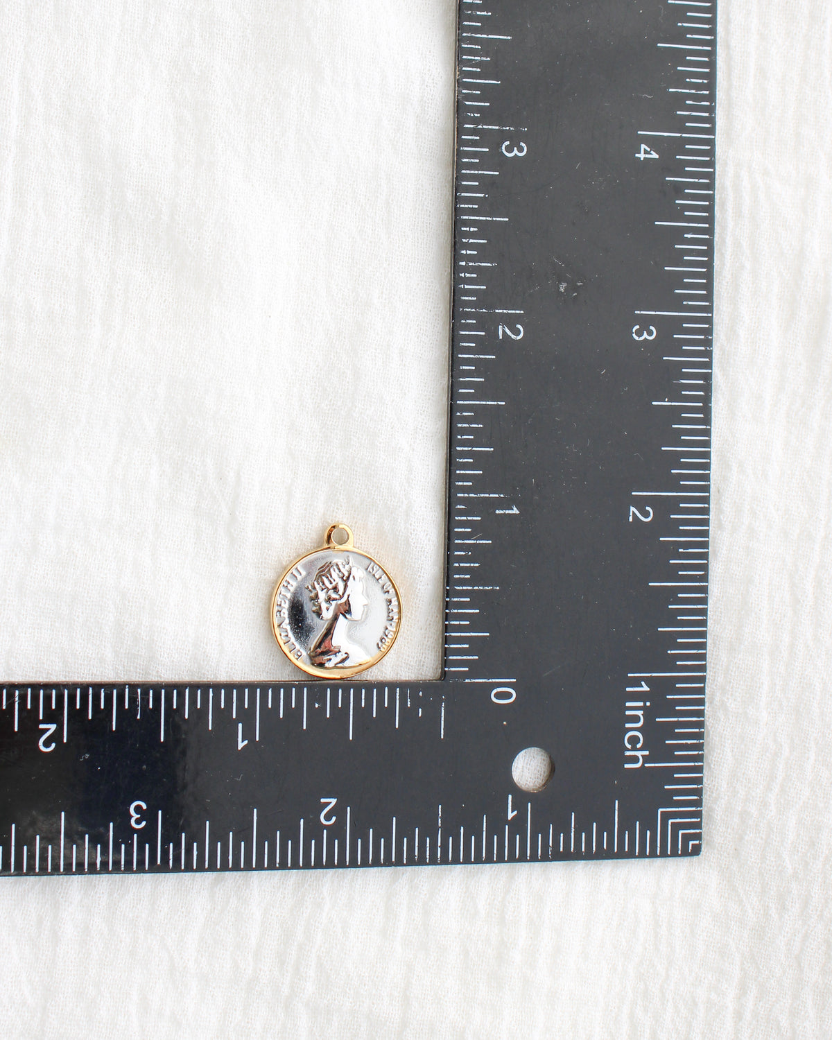 21mm Two Tone Vintage Coin PVD Charm, CH459