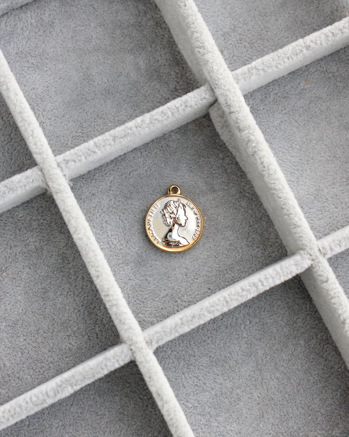 21mm Two Tone Vintage Coin PVD Charm, CH459