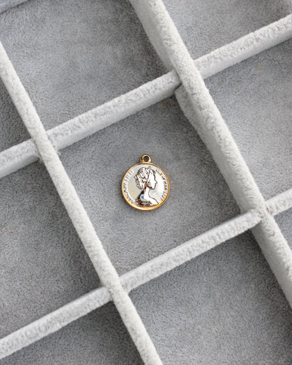 21mm Two Tone Vintage Coin PVD Charm, CH459