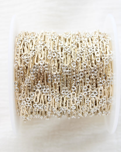 2.8mm Hammered Long and Short 1+3 Mixed Metal Chain, M279