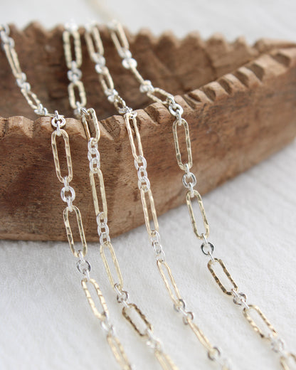 2.8mm Hammered Long and Short 1+3 Mixed Metal Chain, M279