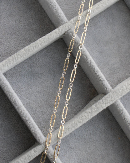2.8mm Hammered Long and Short 1+3 Mixed Metal Chain, M279