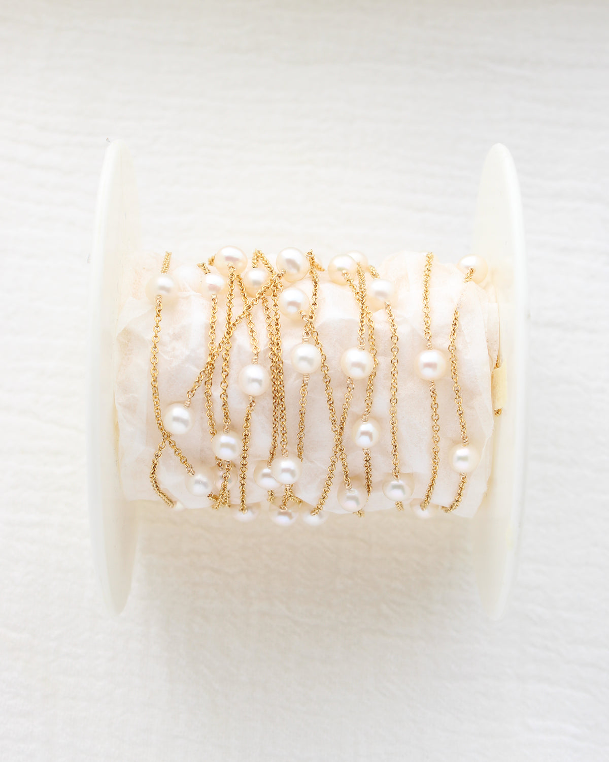 .6mm Cable Chain with 4mm White Pearl, G277