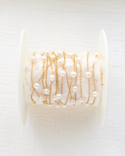 .6mm Cable Chain with 4mm White Pearl, G277