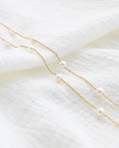 .6mm Cable Chain with 4mm White Pearl, G277