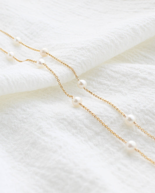 .6mm Cable Chain with 4mm White Pearl, G277