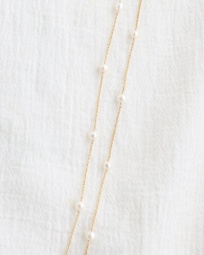 .6mm Cable Chain with 4mm White Pearl, G277