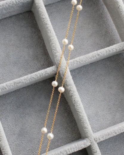 .6mm Cable Chain with 4mm White Pearl, G277