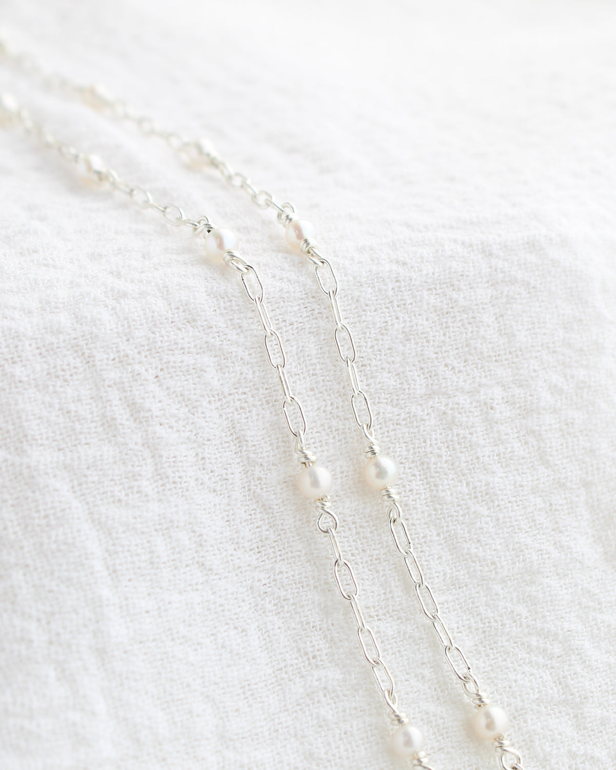 1.75 Paperclip Chain with 3mm Genuine Freshwater Pearl, G222, S222
