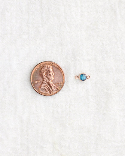 4mm Dark Blue Stone Connector (Flat Back), DCN108