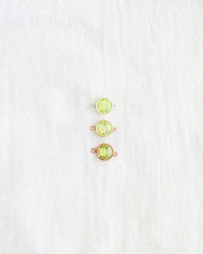 6mm Lime Green Stone Connector (Flat Back), DCN114