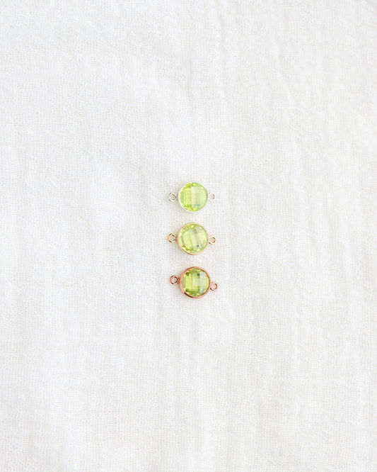 6mm Lime Green Stone Connector (Flat Back), DCN114