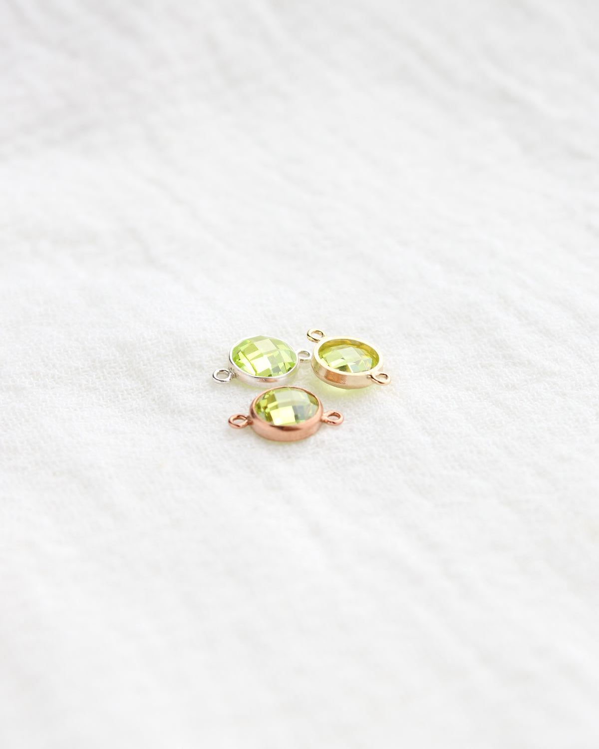 6mm Lime Green Stone Connector (Flat Back), DCN114