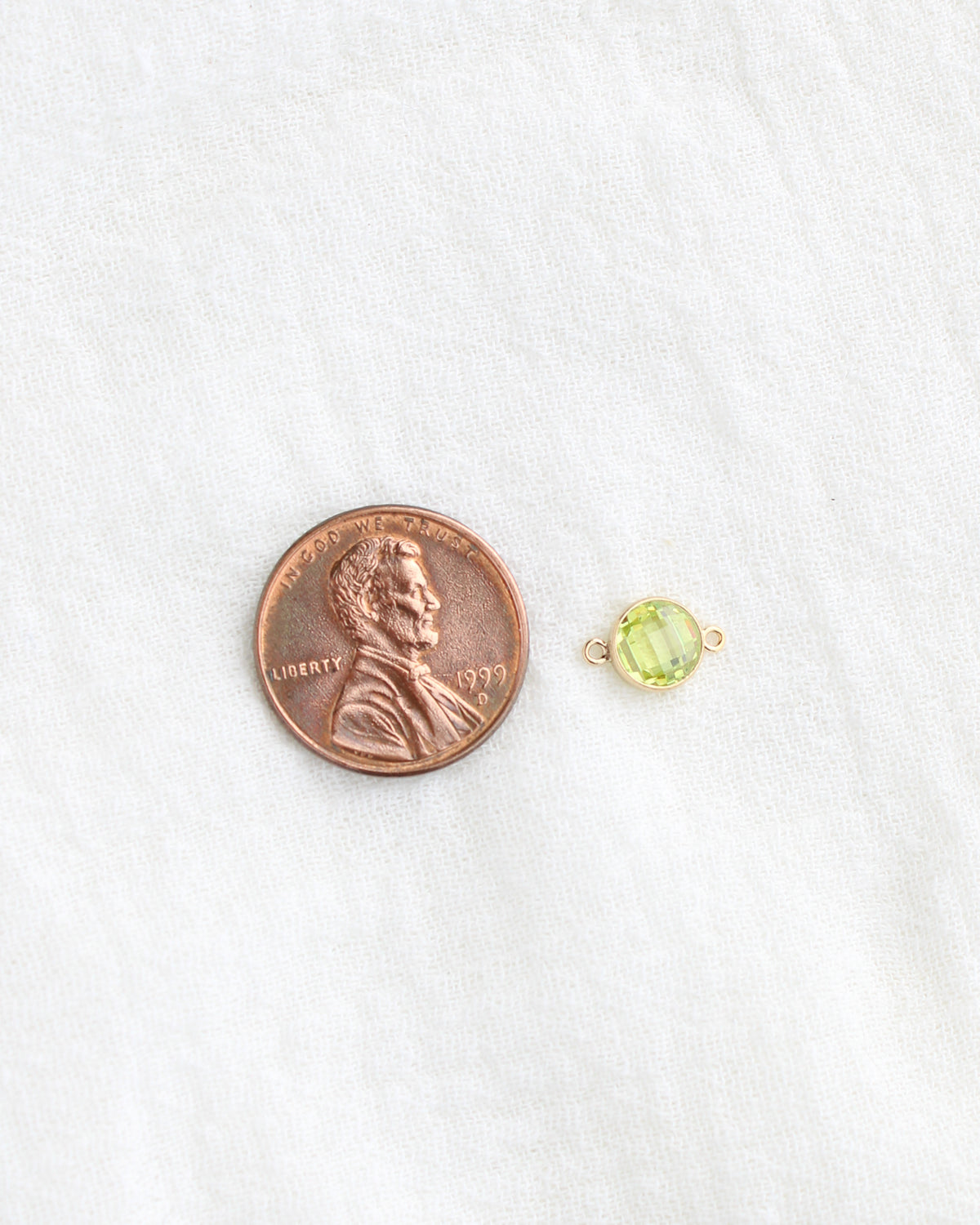 6mm Lime Green Stone Connector (Flat Back), DCN114