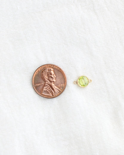 6mm Lime Green Stone Connector (Flat Back), DCN114