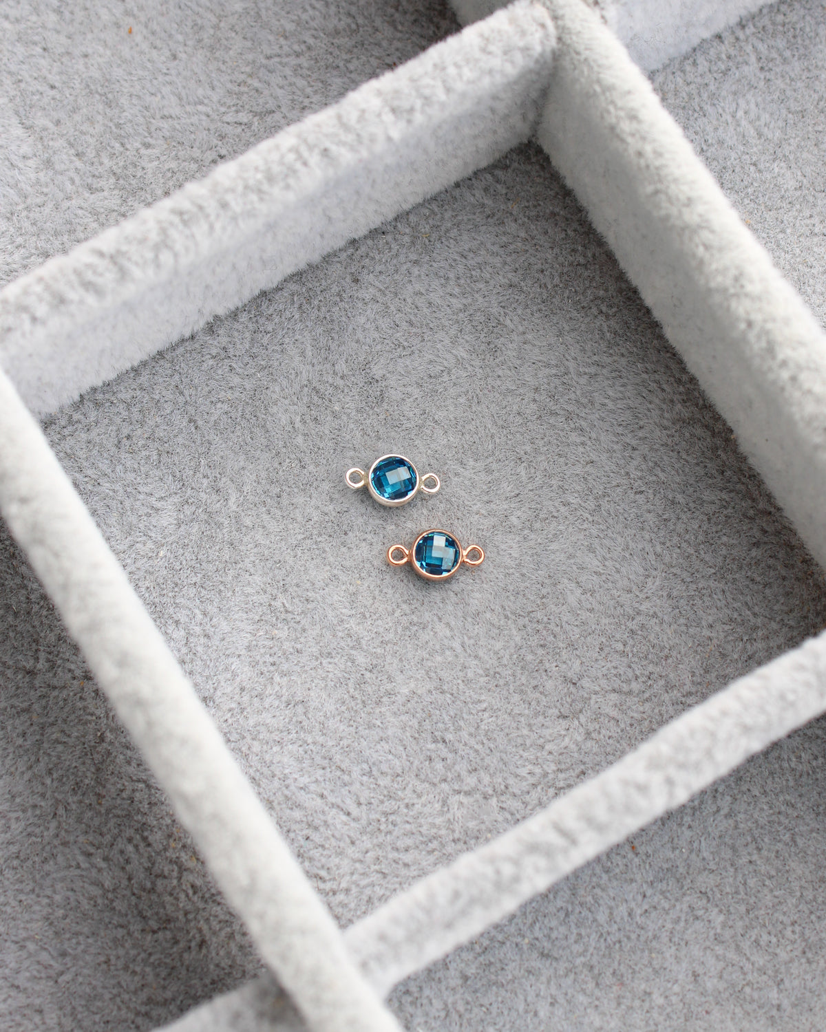 4mm Dark Blue Stone Connector (Flat Back), DCN108