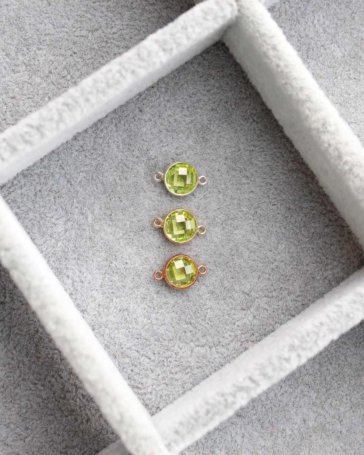 6mm Lime Green Stone Connector (Flat Back), DCN114