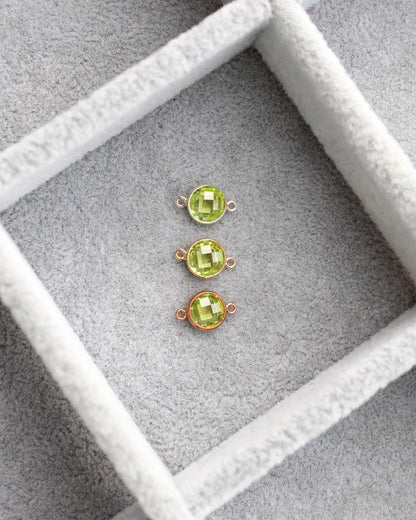 6mm Lime Green Stone Connector (Flat Back), DCN114