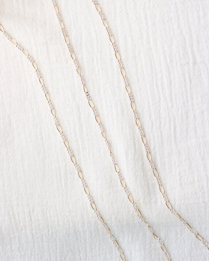 2.3mm Figaro Mixed Metal Chain, M191