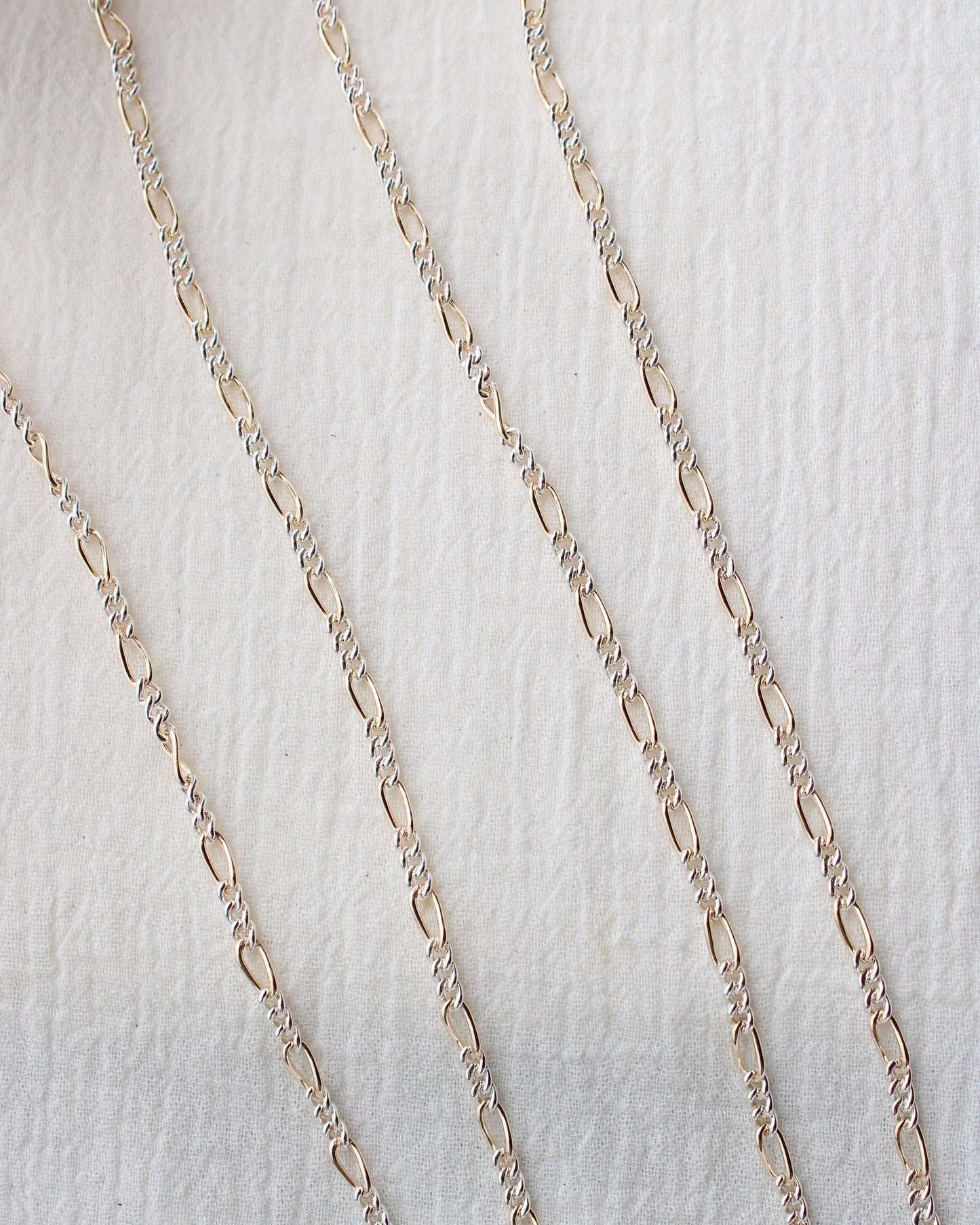 3.2mm Figaro Mixed Metal Chain, M192