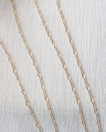 3.2mm Figaro Mixed Metal Chain, M192