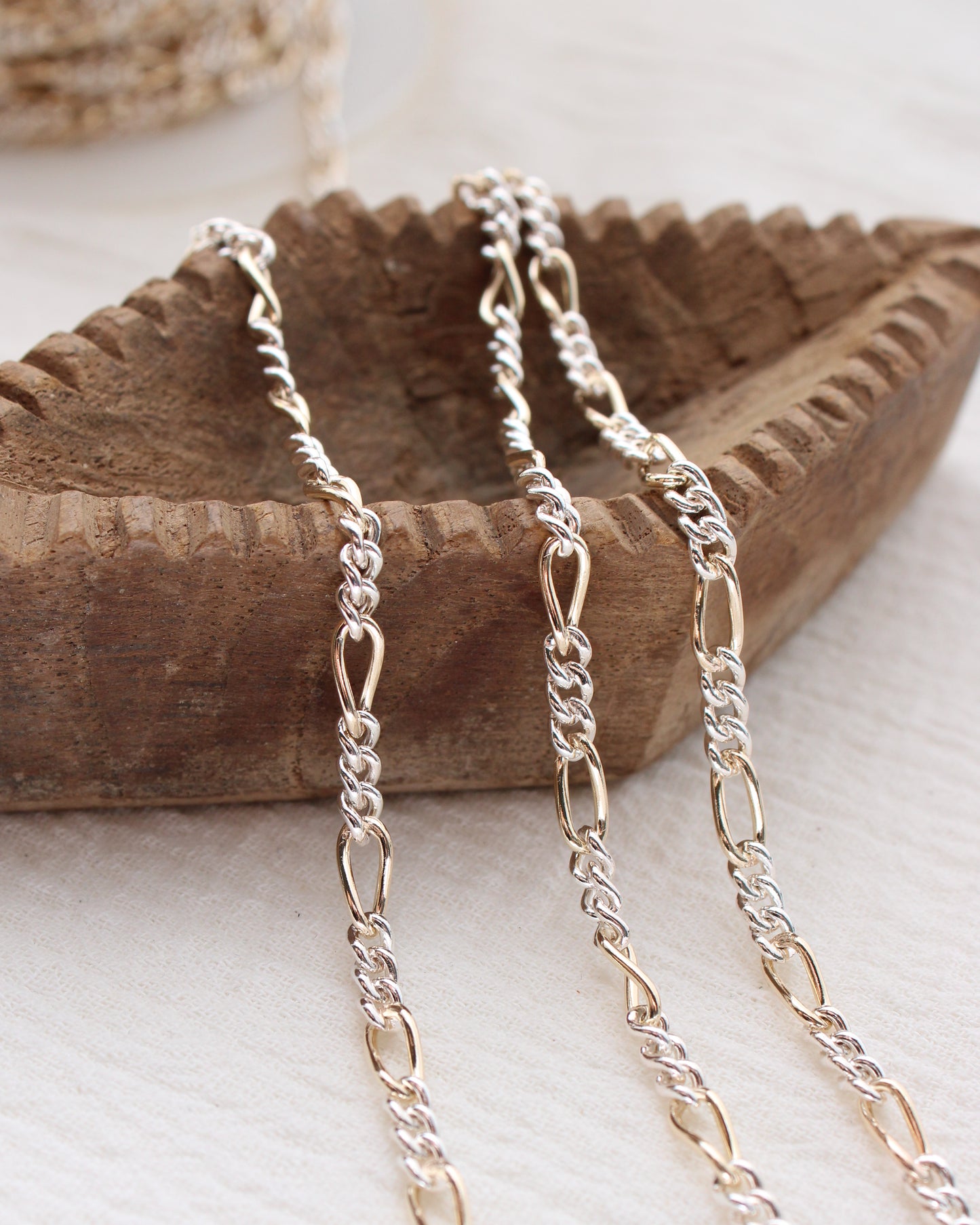 3.2mm Figaro Mixed Metal Chain, M192