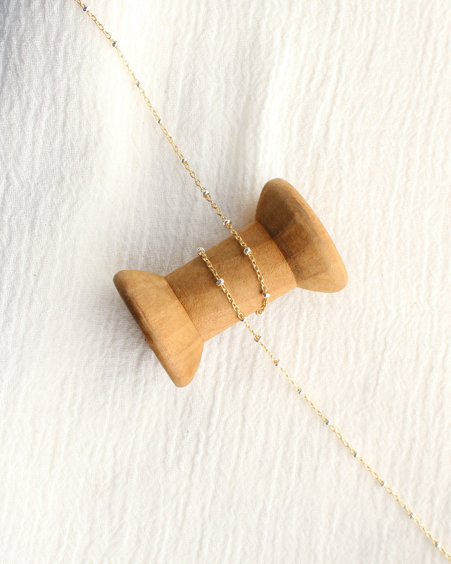 1.2mm Satellite Gold Filled Chain with 2mm Silver Beads, M193