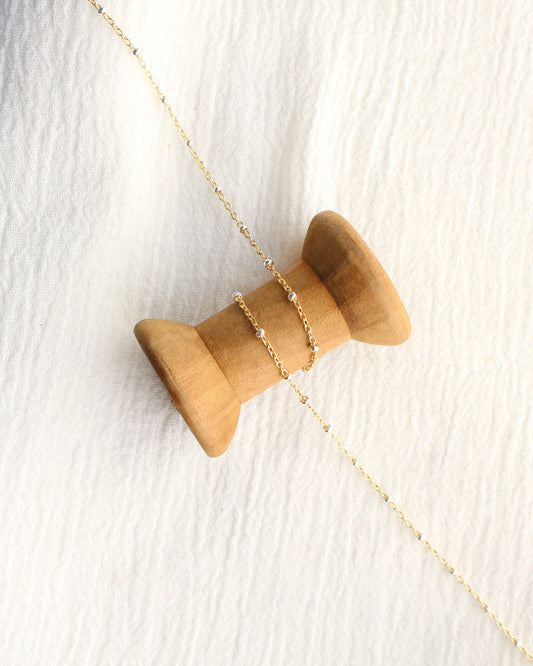 1.2mm Satellite Gold Filled Chain with 2mm Silve Beads, M193
