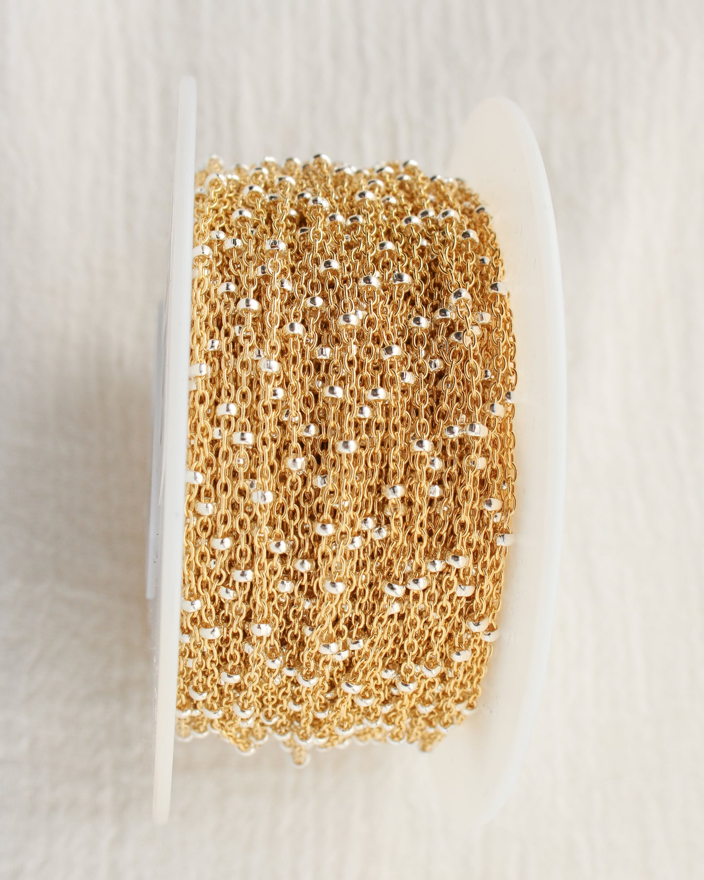 1.2mm Satellite Gold Filled Chain with 2mm Silver Beads, M193