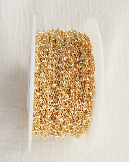 1.2mm Satellite Gold Filled Chain with 2mm Silver Beads, M193