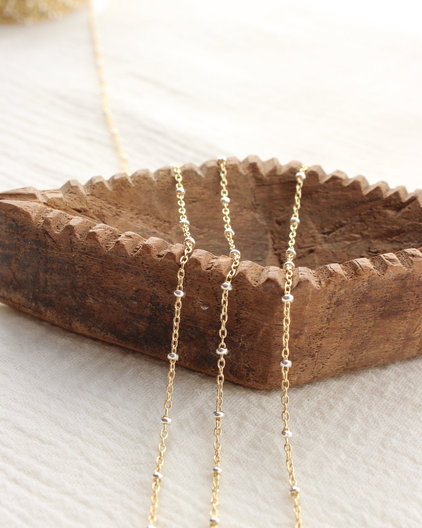 1.2mm Satellite Gold Filled Chain with 2mm Silver Beads, M193