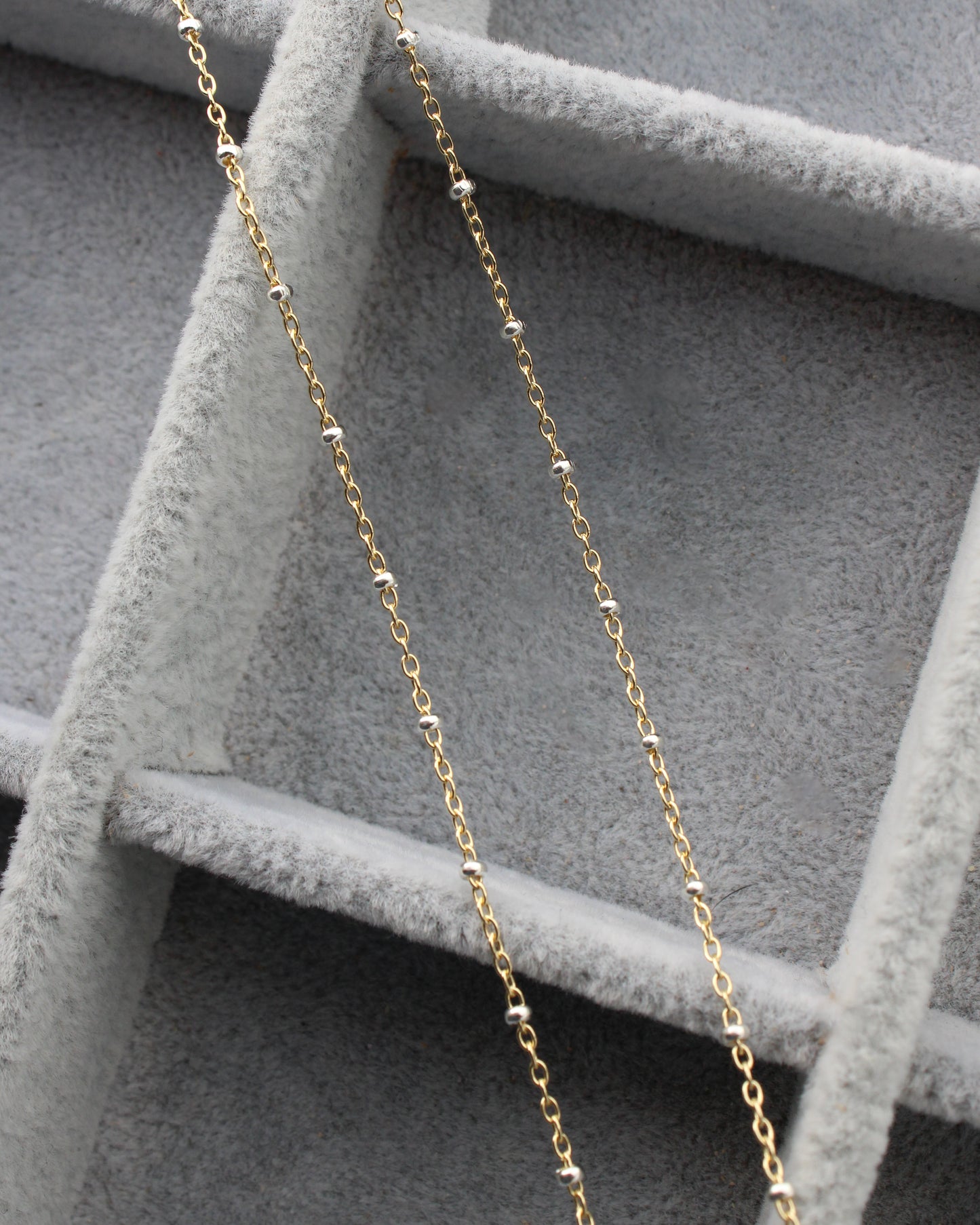 1.2mm Satellite Gold Filled Chain with 2mm Silver Beads, M193