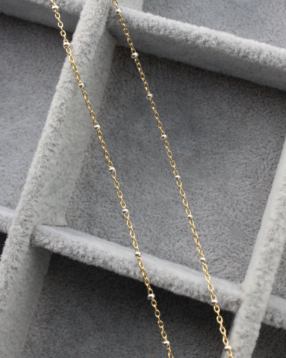 1.2mm Satellite Gold Filled Chain with 2mm Silver Beads, M193