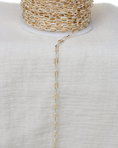 3mm Alternate Twisted Paperclip Mixed Metal Chain, M196